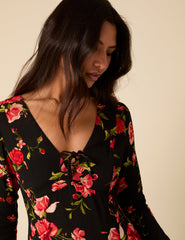 Poppy Delevingne Black Floral Willa Mini Dress