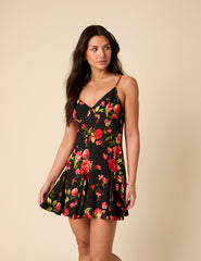 Poppy Delevingne Black Floral Cush Mini Dress