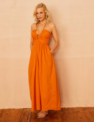 Poppy Delevingne Orange Paula Midi Dress