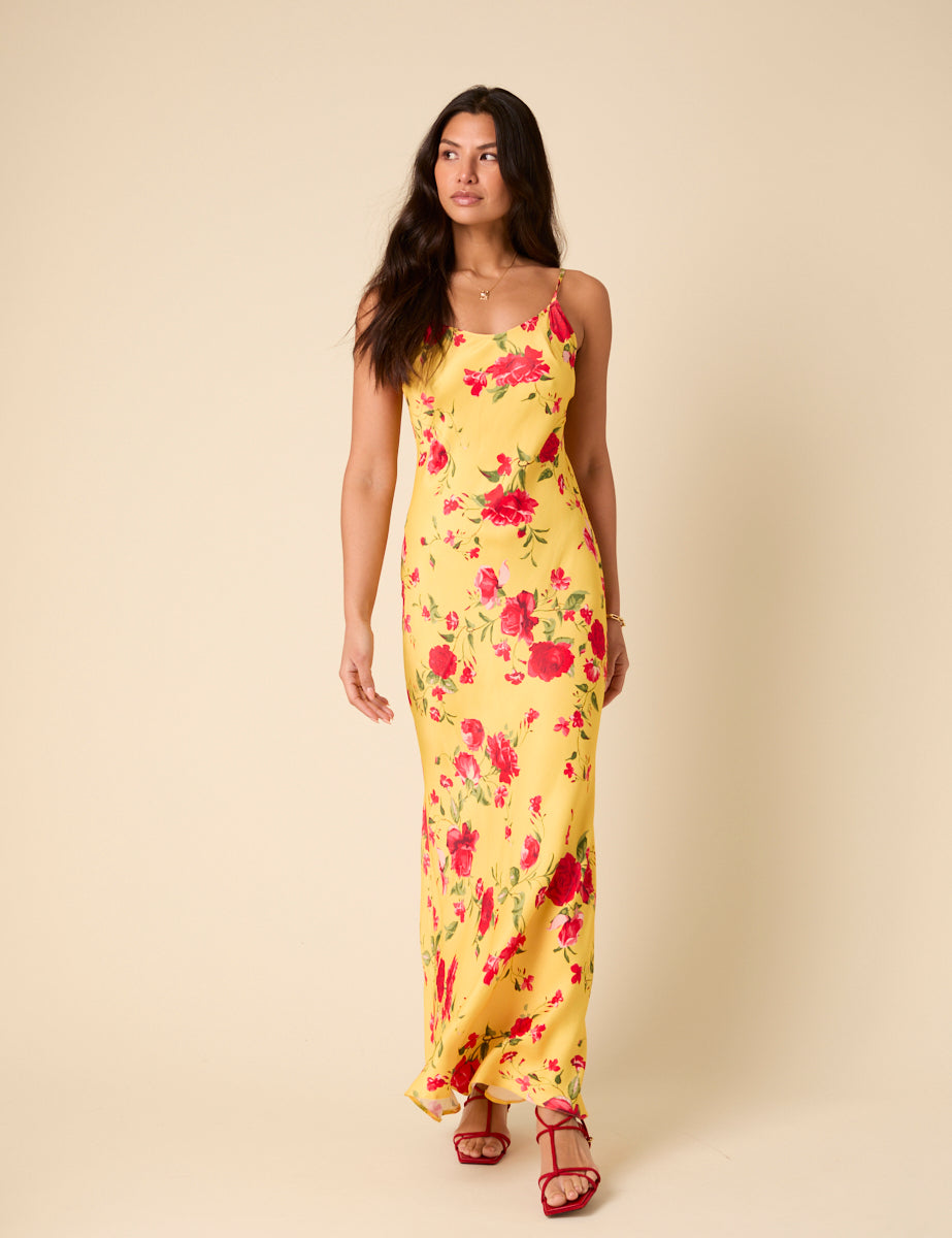 Poppy Delevingne Yellow Floral Zara Maxi Dress