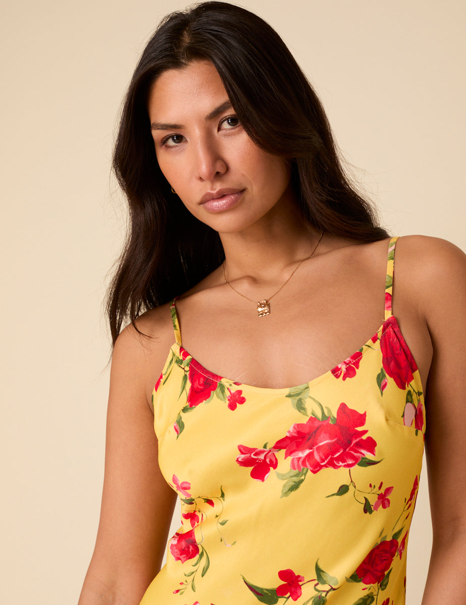 Poppy Delevingne Yellow Floral Zara Maxi Dress