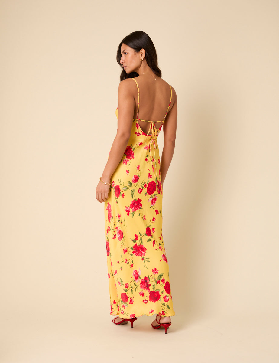 Poppy Delevingne Yellow Floral Zara Maxi Dress
