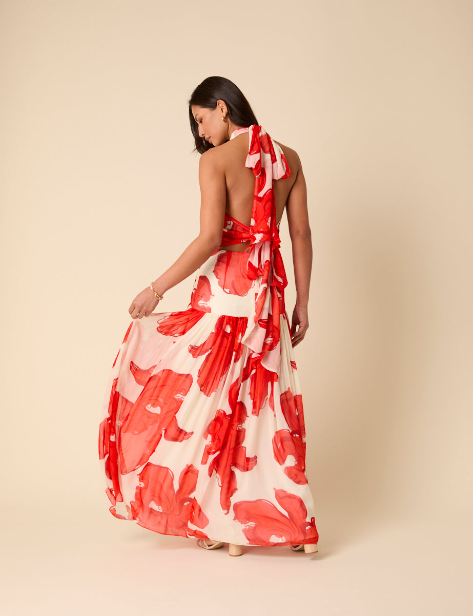 Poppy Delevingne Pink Floral Alice Maxi Dress