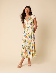 Cream Floral Avery Midi Dress