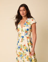 Cream Floral Avery Midi Dress