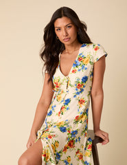 Cream Floral Avery Midi Dress