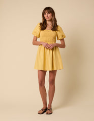 Yellow Pinstripe Tasmin Mini Dress