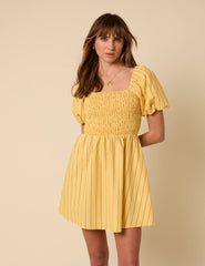 Yellow Pinstripe Tasmin Mini Dress