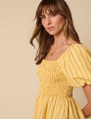 Yellow Pinstripe Tasmin Mini Dress