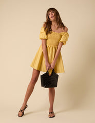 Yellow Pinstripe Tasmin Mini Dress