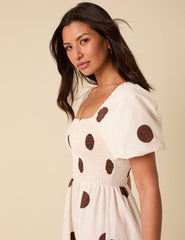 White Polka Dot Tasmin Midi Dress