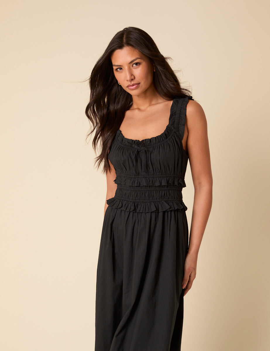 Black Sleeveless Ariel Midi Dress