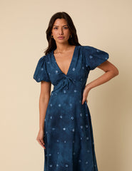 Navy Tie Dye Nia Midi Dress