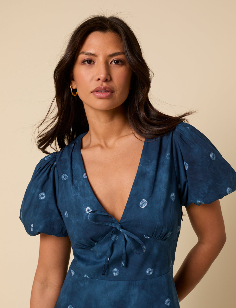 Navy Tie Dye Nia Midi Dress