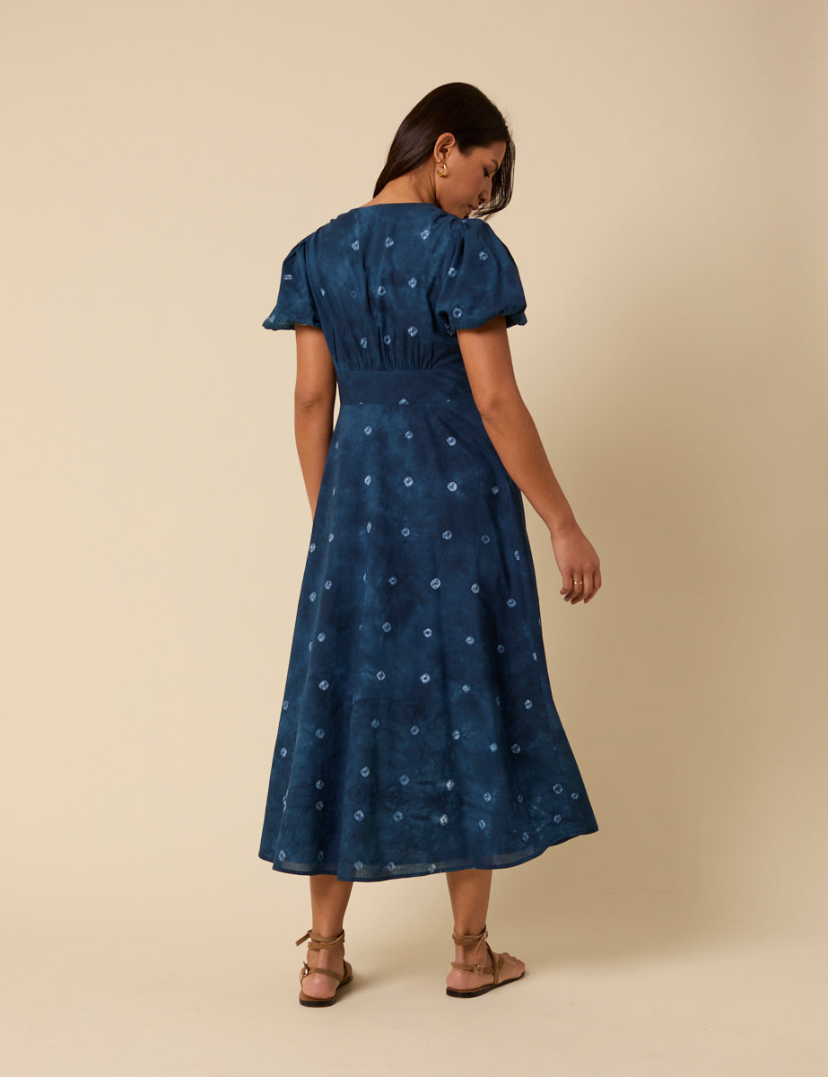 Navy Tie Dye Nia Midi Dress