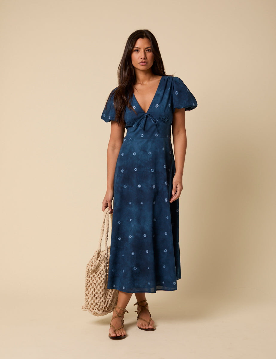 Navy Tie Dye Nia Midi Dress