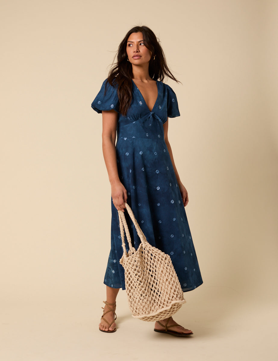 Navy Tie Dye Nia Midi Dress