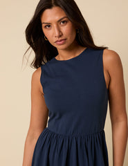 Navy Deep V Back Maxi Dress