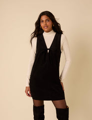 Black Cord Nila Pinafore Mini Dress
