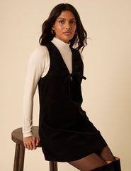 Black Cord Nila Pinafore Mini Dress