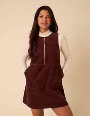 Brown Cord Homerton Pinafore Mini Dress