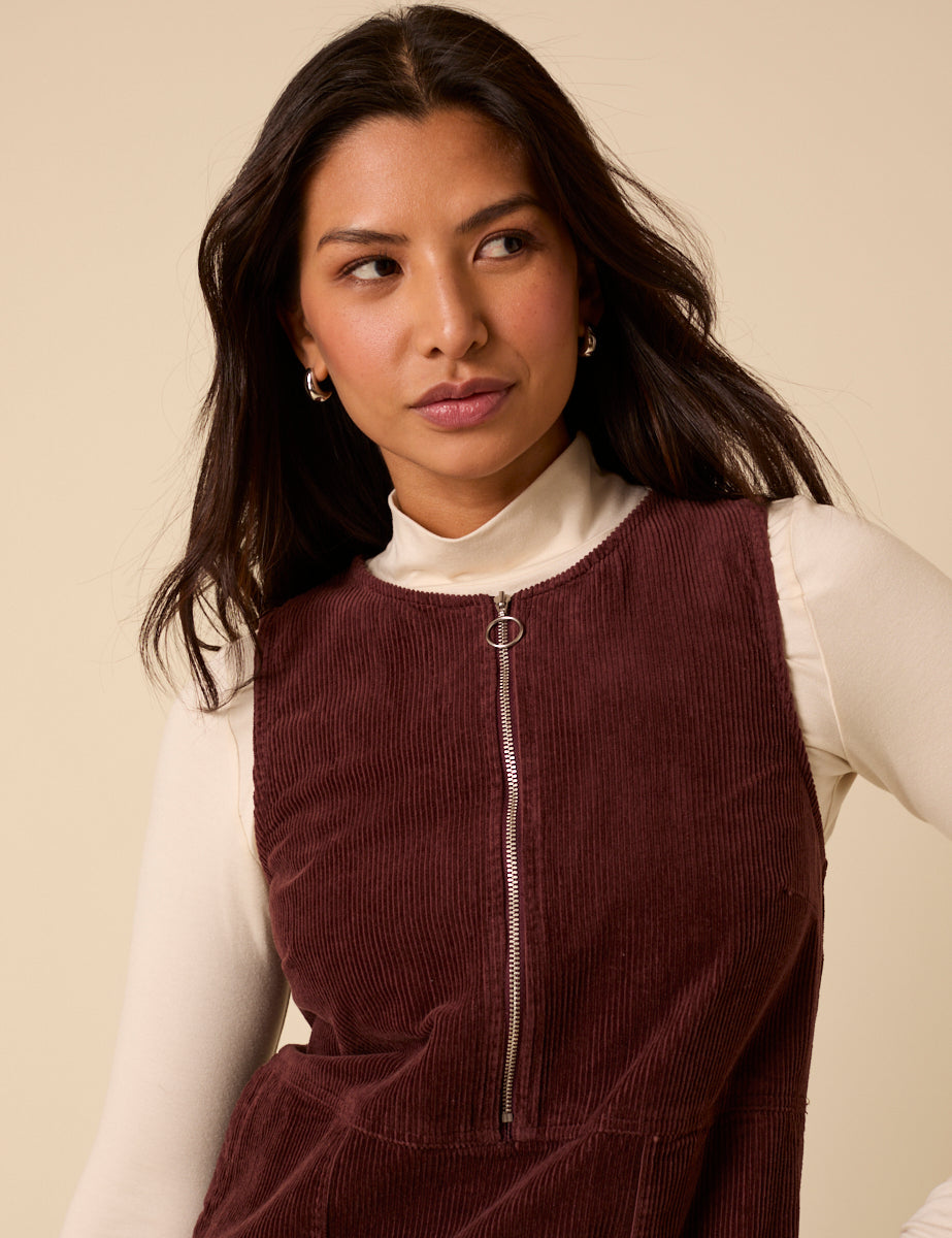 Brown Cord Homerton Pinafore Mini Dress