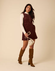 Brown Cord Homerton Pinafore Mini Dress