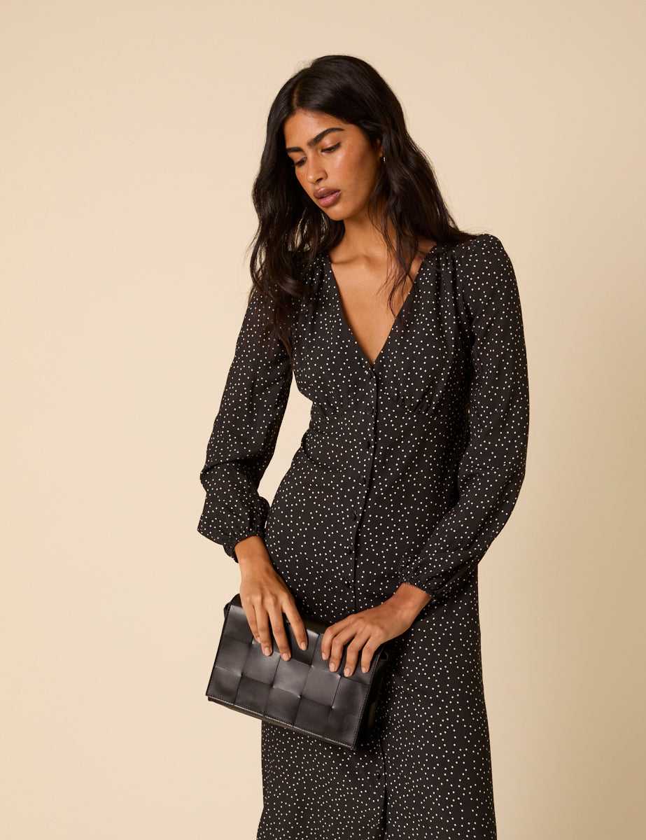 Black Polka Dot Kennedy Midi Dress