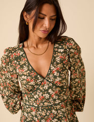 Green Ditsy Floral Remy Midi Dress