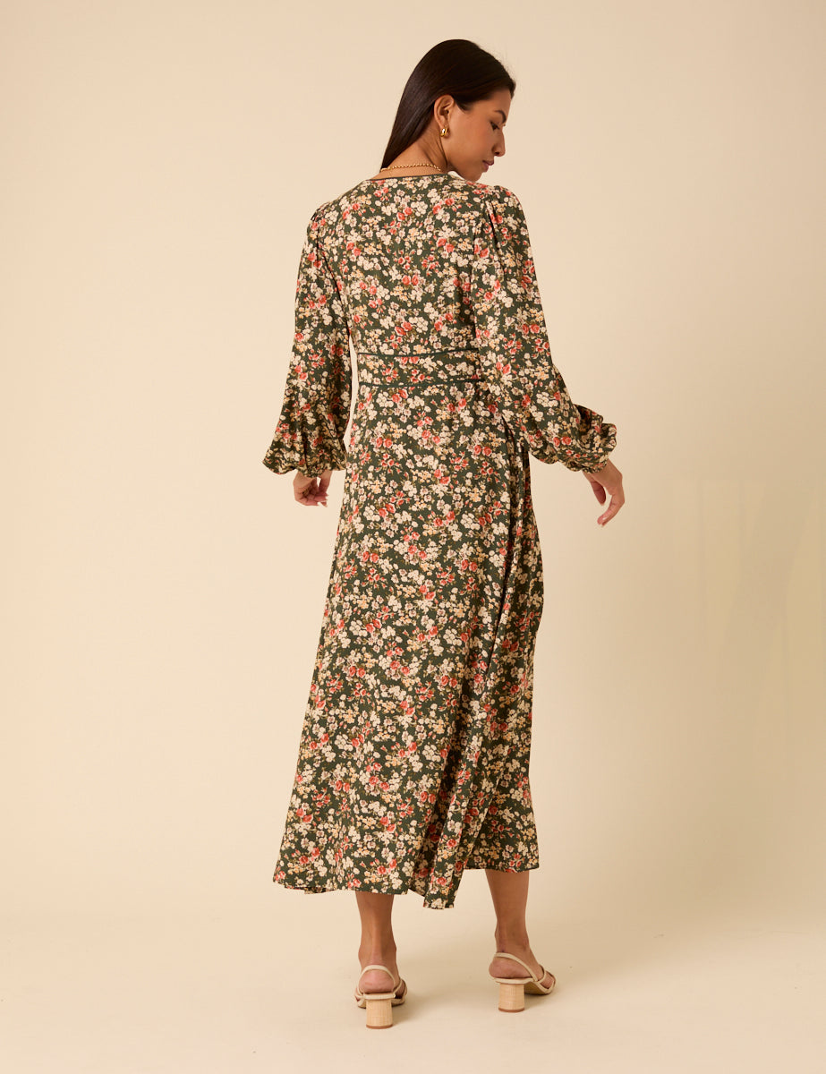 Green Ditsy Floral Remy Midi Dress