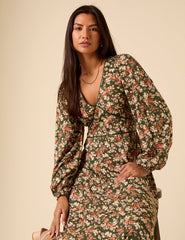 Green Ditsy Floral Remy Midi Dress