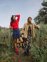 Black Floral Long Sleeve Clarissa Midi Dress