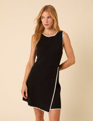 Black Whipstitch Knitted Mini Dress