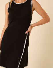 Black Whipstitch Knitted Mini Dress