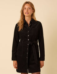 Black Cord Long Sleeve Finchley Mini Dress