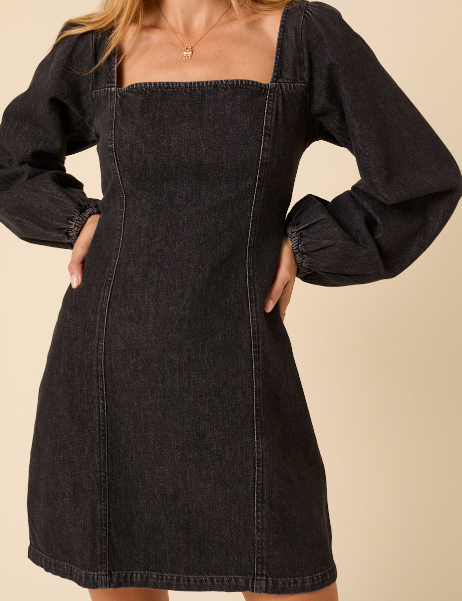 Black Denim Porth Mini Dress