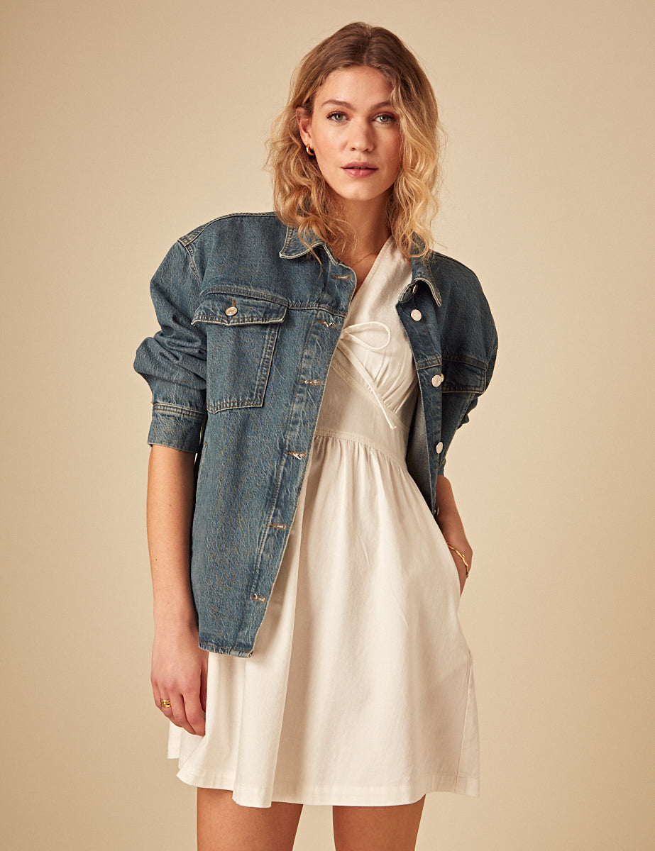 Cream Denim Astra Mini Dress