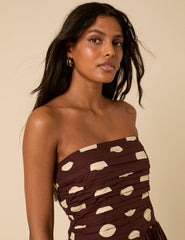 Brown Polka Dot Felicity Bubble Hem Mini Dress