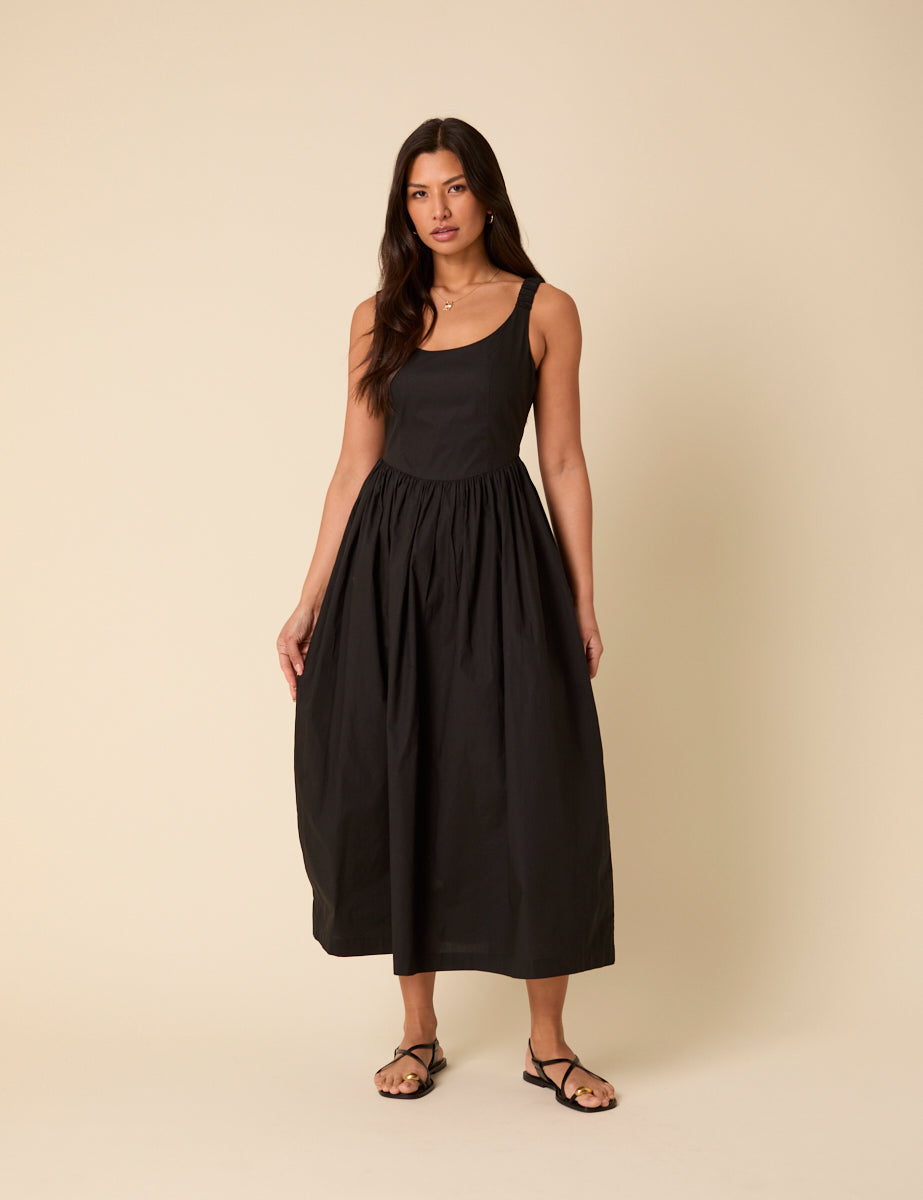 Black Marina Midi Dress