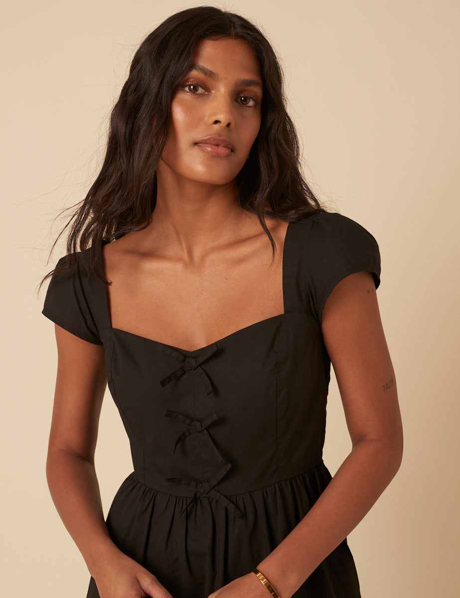 Black Bow Detail Heidi Midi Dress