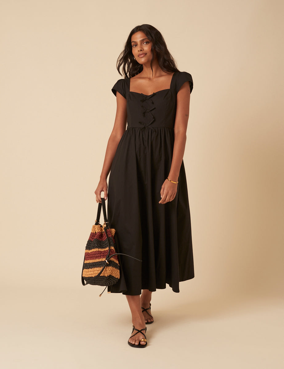 Black Bow Detail Heidi Midi Dress