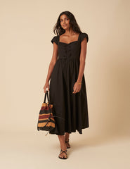 Black Bow Detail Heidi Midi Dress