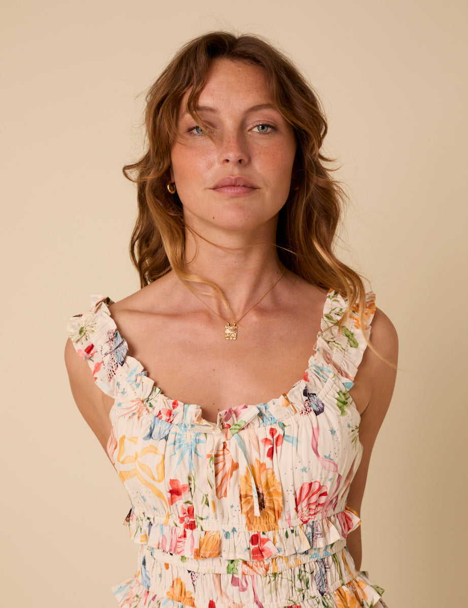 White Floral Ariel Mini Dress