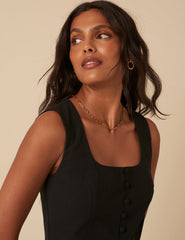 Black Tailored Scoop Neck Jumpsuit