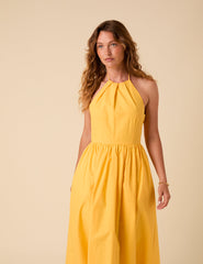 Yellow Halterneck Amber Midi Dress