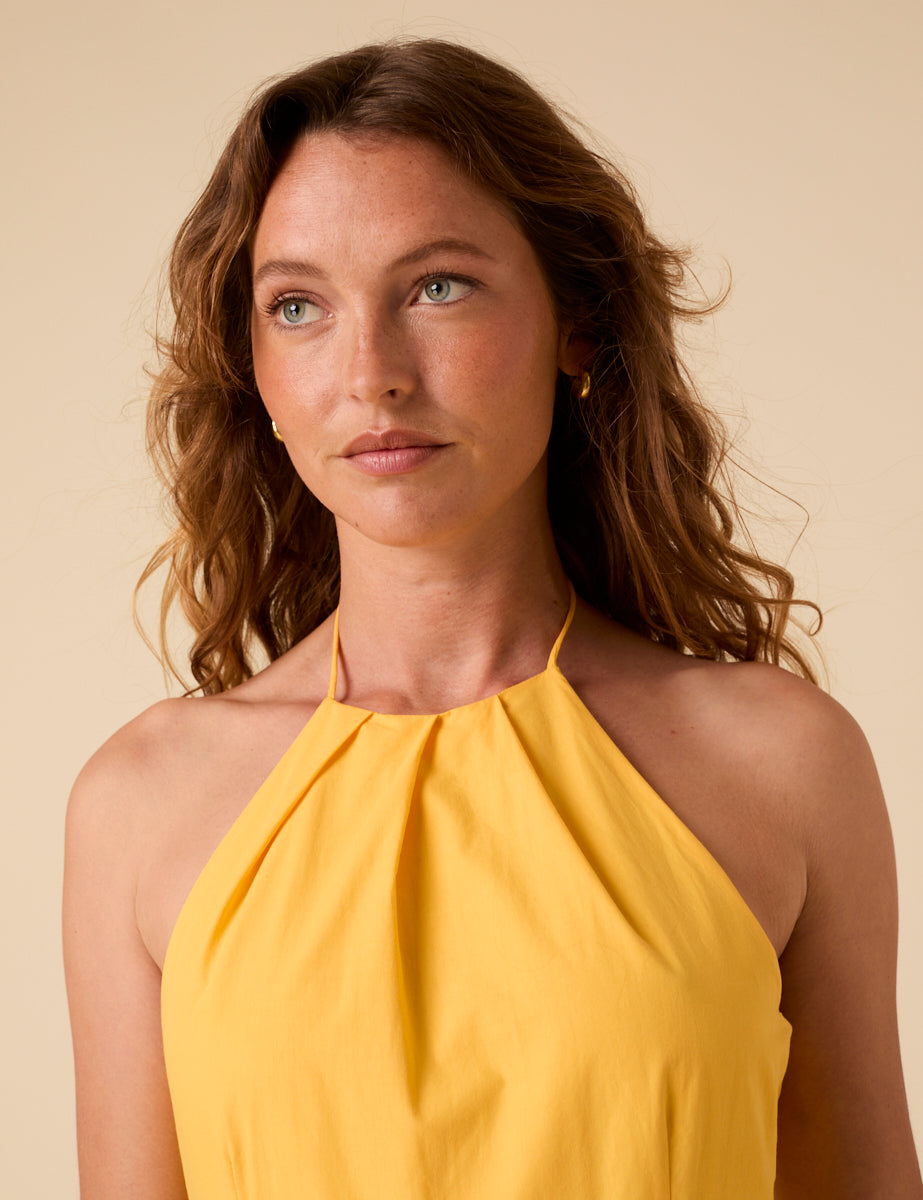Yellow Halterneck Amber Midi Dress