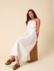 White Halterneck Amber Midi Dress