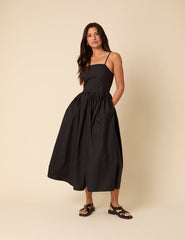 Black Madeline Midi Dress