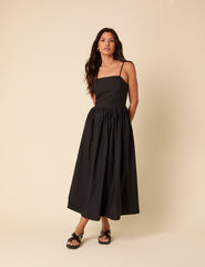 Black Madeline Midi Dress