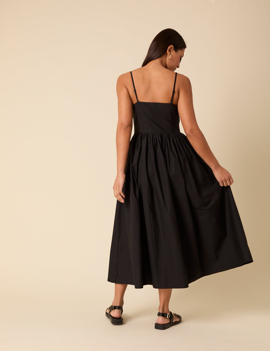 Black Madeline Midi Dress